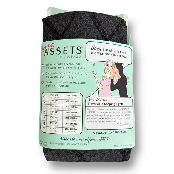 Love Your Assets by Spanx 5 Reversible Shaping Tights Black Diamond Flipside - Picture 3 of 8